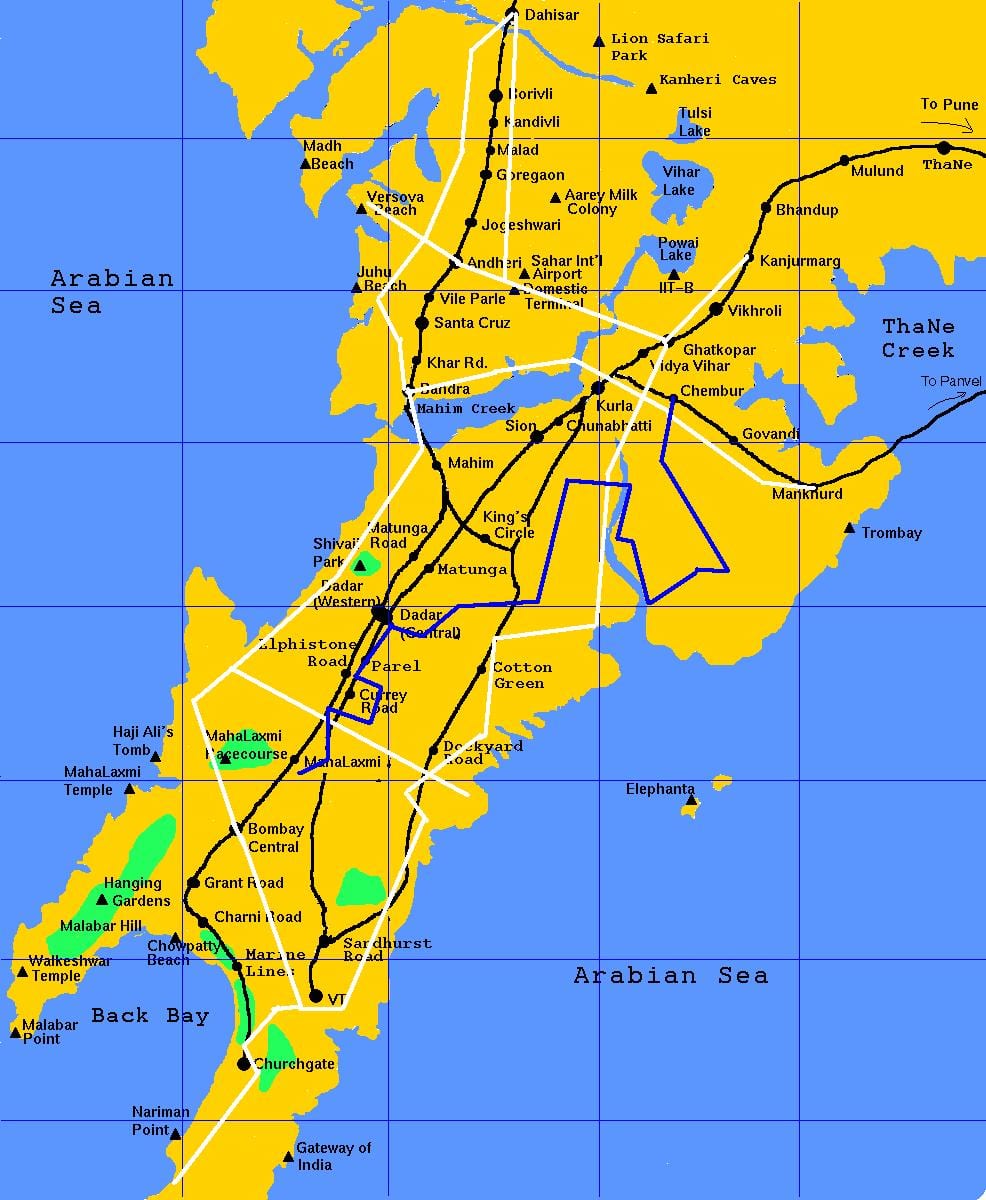 뭄바이 단궤철도 지도