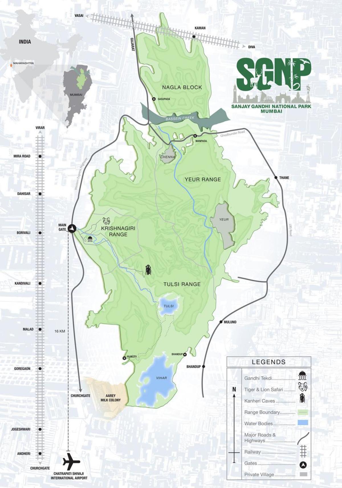 보리발리 지역은 이웃 국립 공원 지도