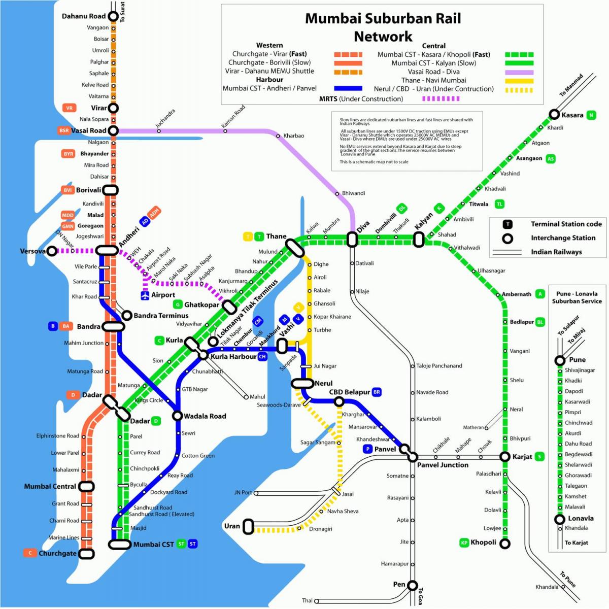 뭄바이 지역 철도 지도
