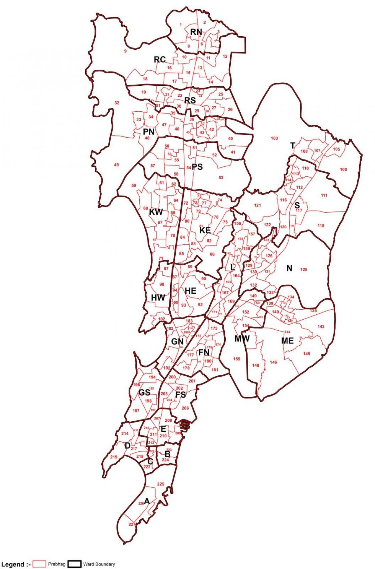 병동의 지도 뭄바이